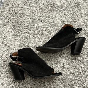 Frye Black Suede Women's Heeled Sandals